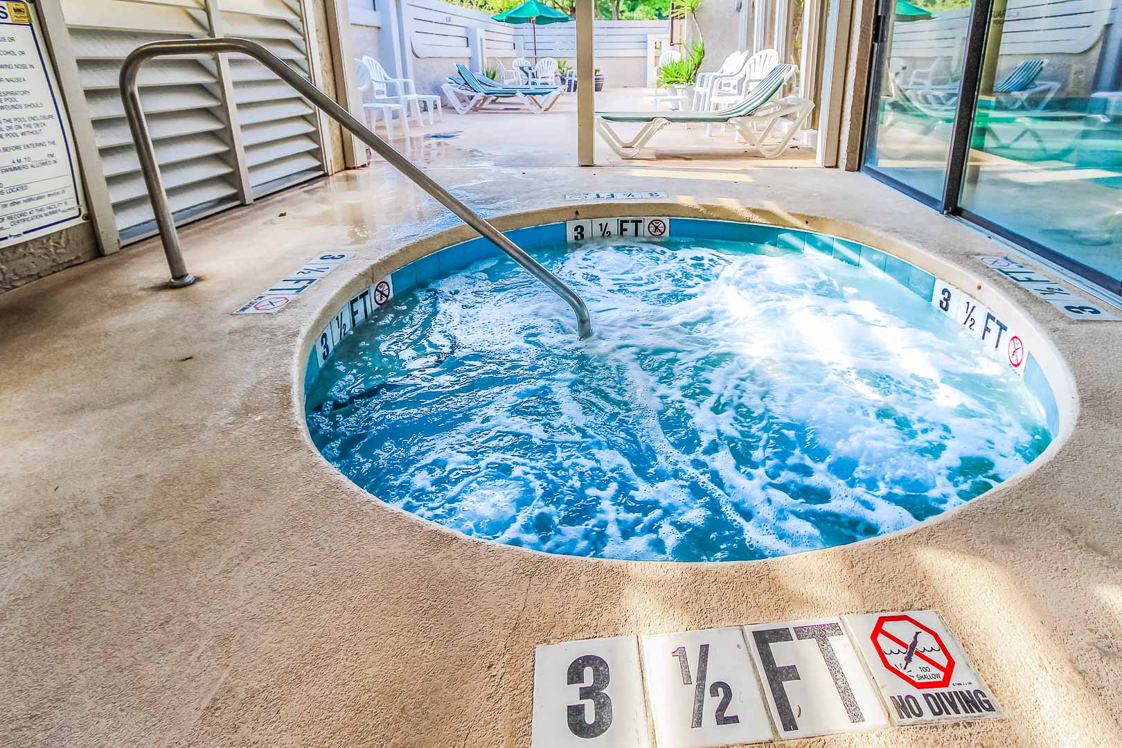 A relaxing Jacuzzi tub at VRI's Players Club Resort in Hilton Head Island, South Carolina.